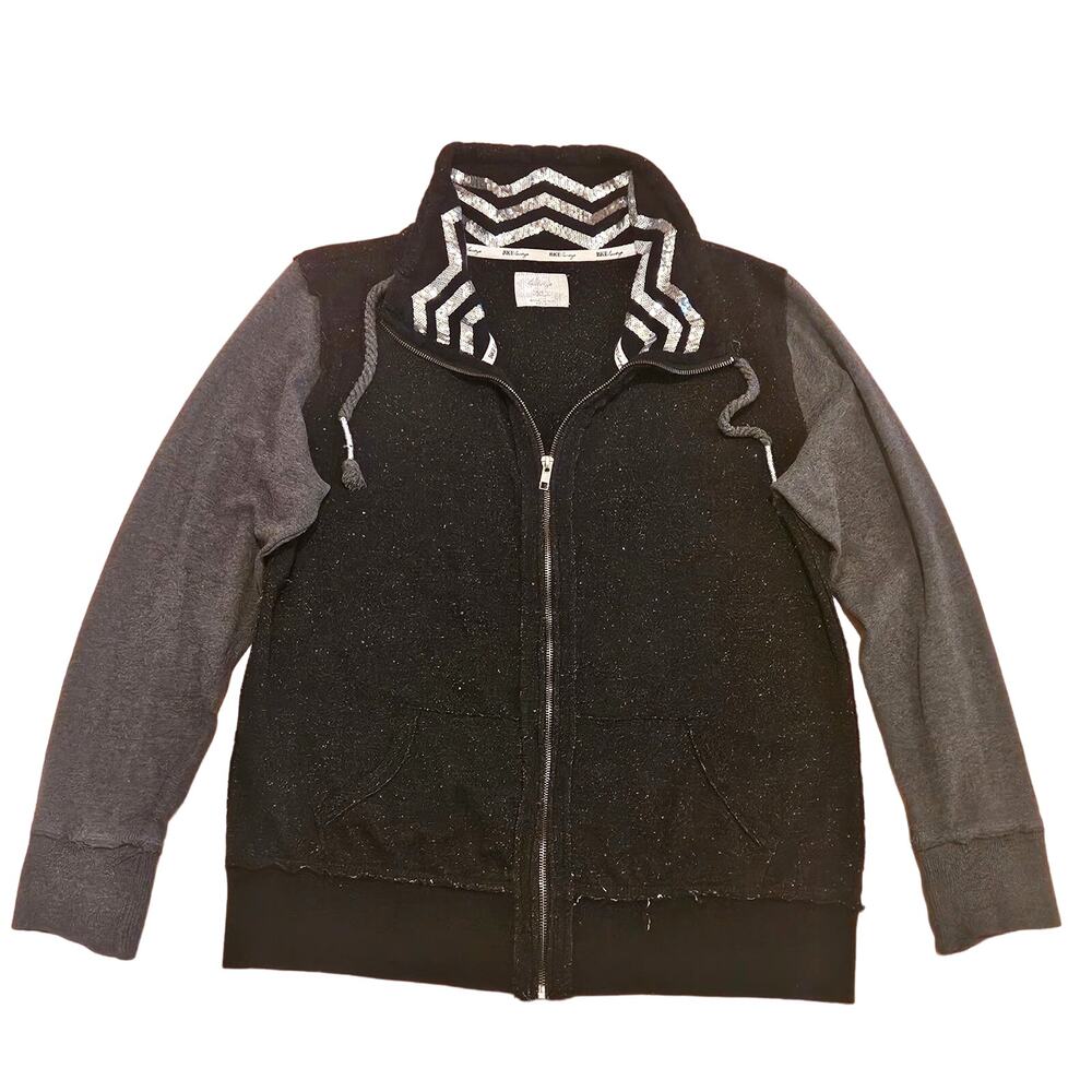 BKE‎ Lounge Full Zip Jacket Womens Size XL Sequin Collar Sweater Y2K Mock Neck